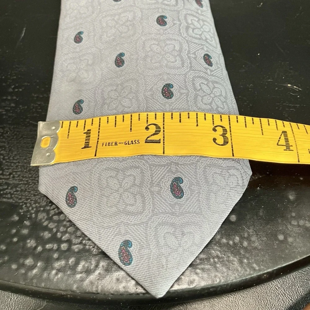 Givenchy Monsieur Silk Necktie Gray Paisley Medallion Geometric Luxury Vintage